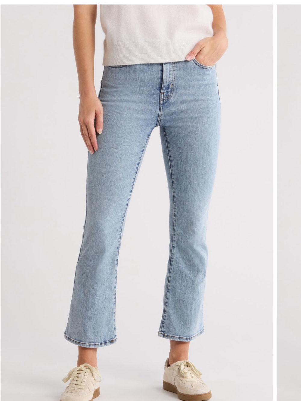Frame Denim Light Blue High-Rise Cropped Straight Jeans
